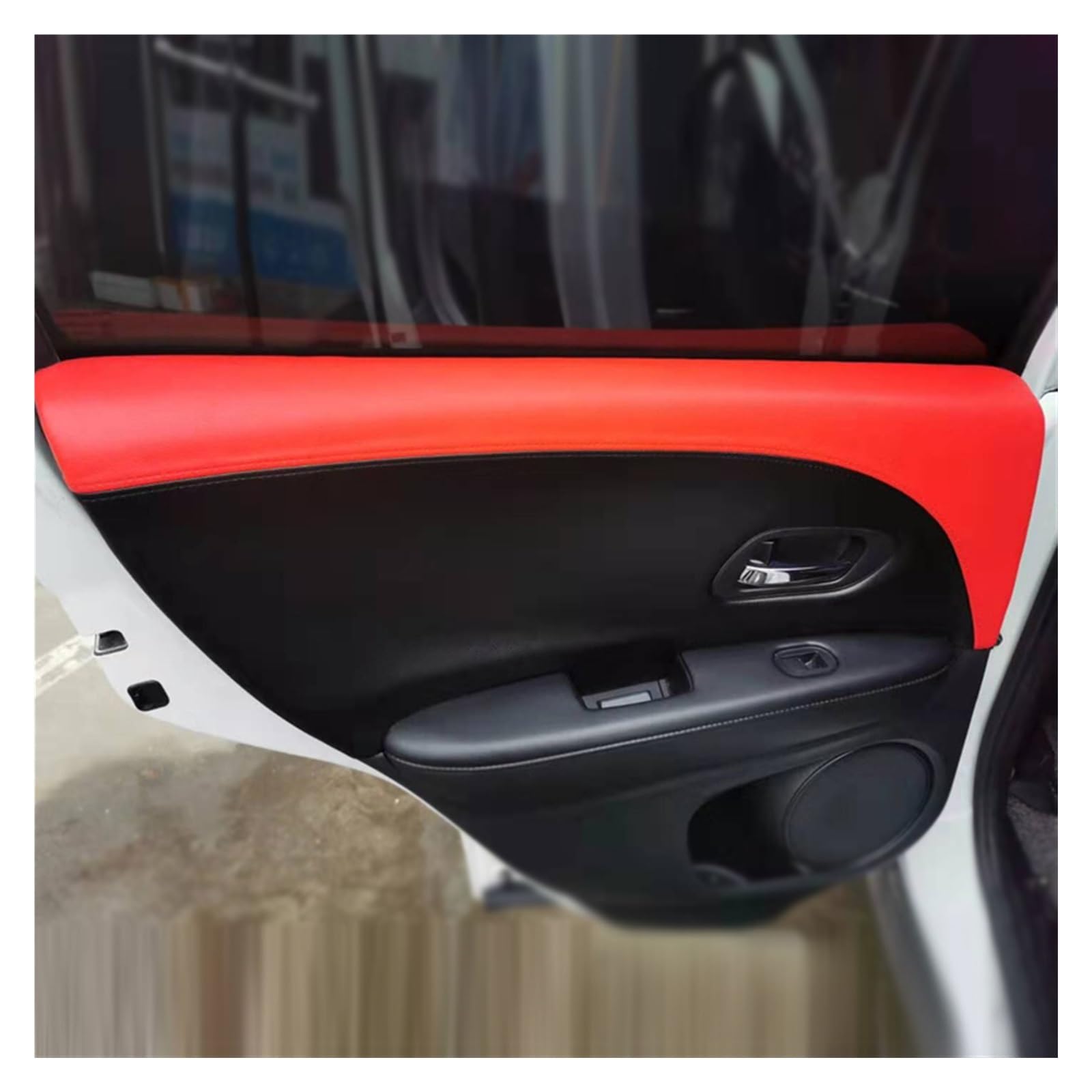 Auto Zubehör Innenraum Für XRV Für Vezel Für H-RV Mikrofaser Leder Auto Vorne/Hinten Türgriff Panel Abdeckung Trim Auto Zubehör Trim(Black red line,4 Doors) von JRIFNIL