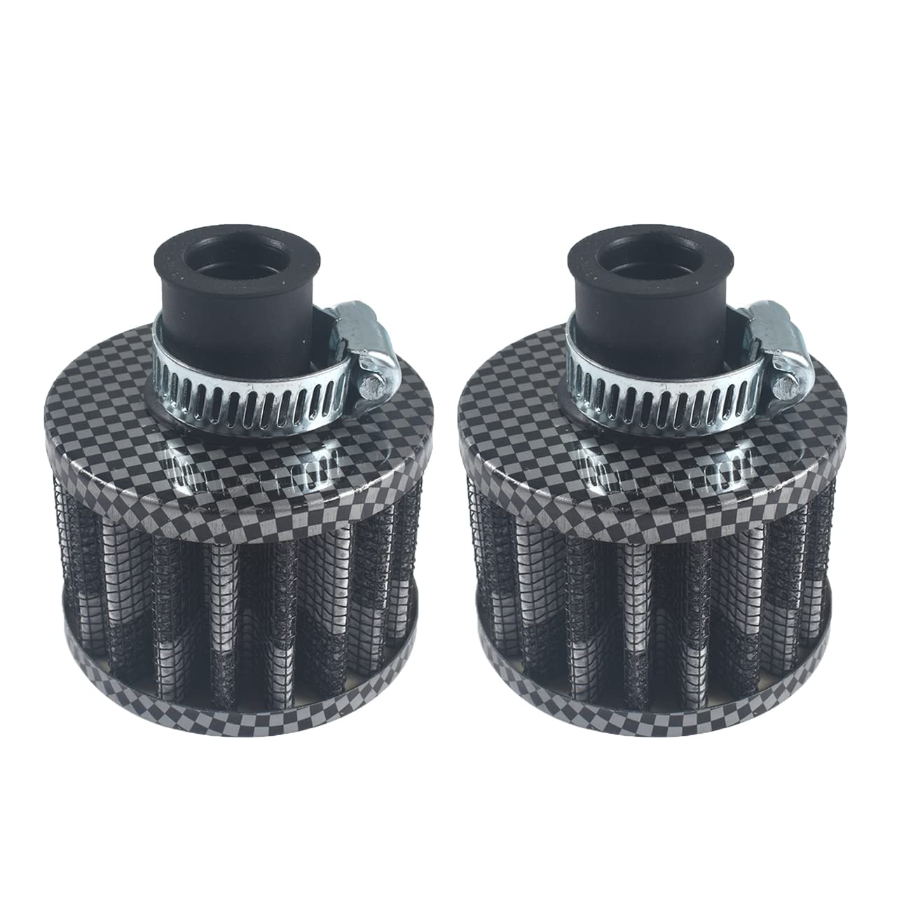 2 Stück 12 mm Mini Universal Carbon Motor Kegel Kaltreinigung Lufteinlassfilter Turbo Entlüftungsfilter Carbon von JRL