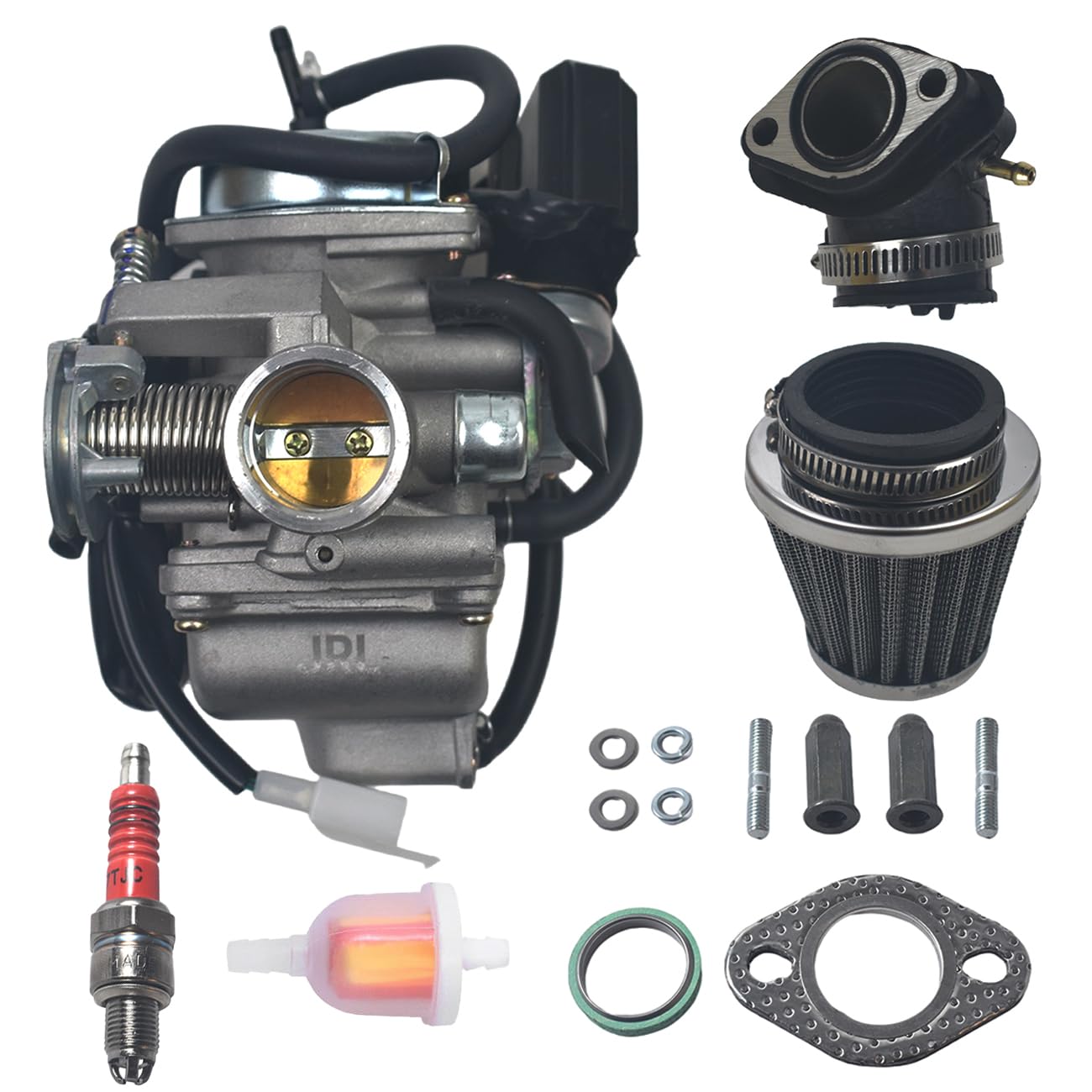 GY6 150 cc Vergaser 24 mm mit Luft-Kraftstofffilter Intake Manifold Ersatz für Kazuma für Taotao für SunL für Baja 157QMJ 1P57QMJ Engine Scooters Moped ATV Go Kart von JRL