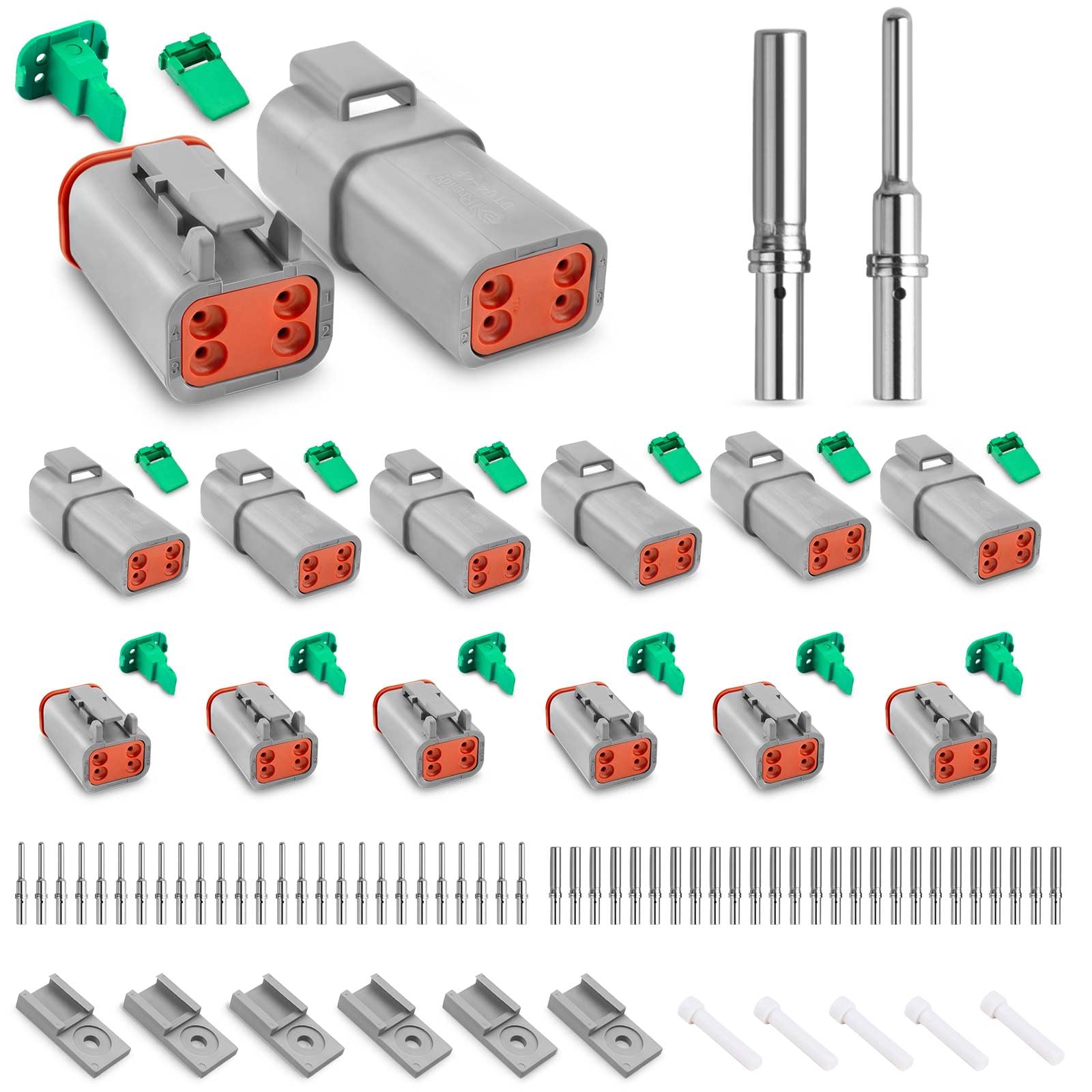 JRready Deutsch Stecker 4 Poling Grau IP68 Wasserdichte DT Stecker Set 6 Sets mit Deutsch Terminal kit Wire Gauge 16-20 AWG für Auto, Motorräder, LKW, Boots von JRready