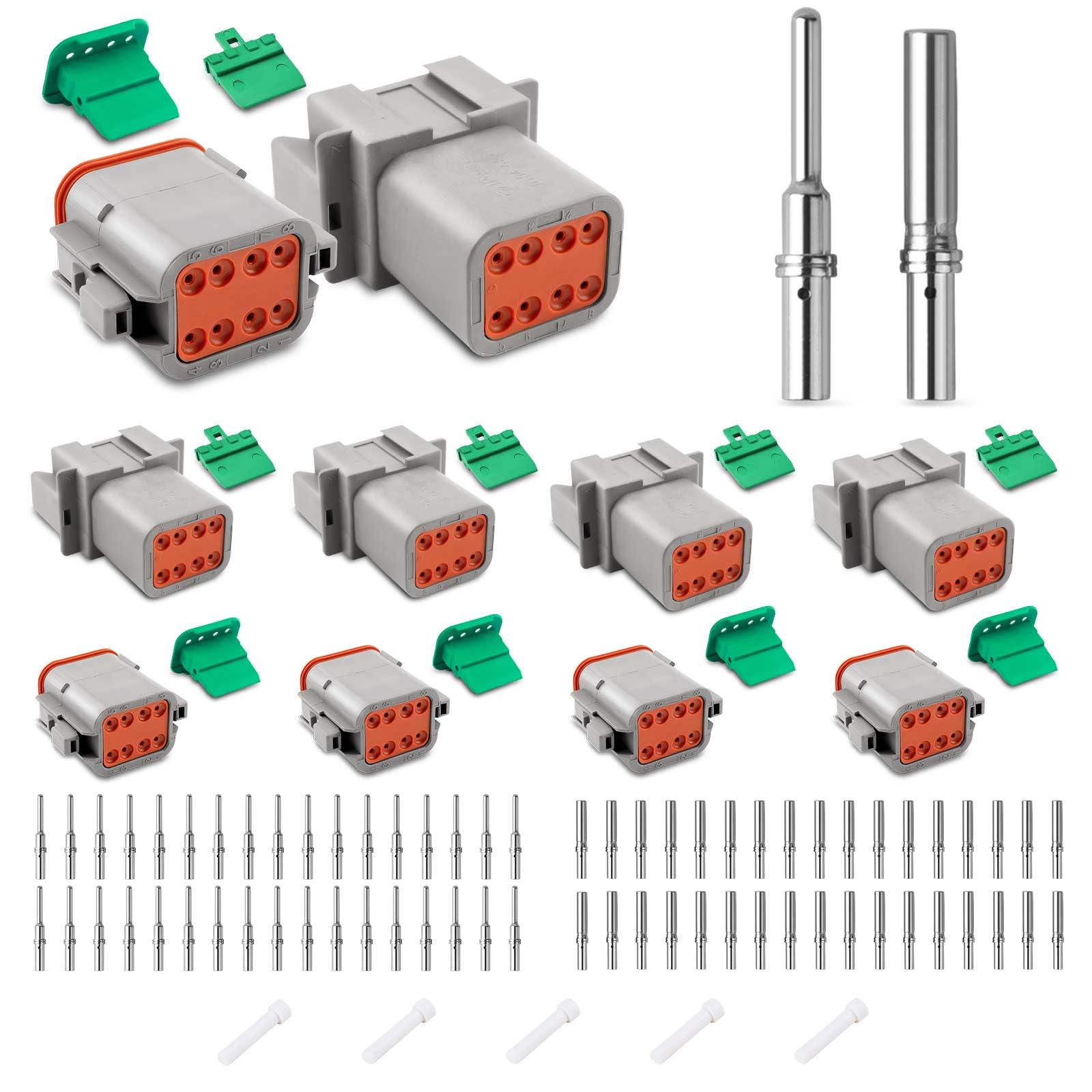 JRready Deutsch Stecker Set 4 Sätze 8 Polig IP68 Wasserdichter DT-Stecker-Set Grau mit Deutsch Terminal kit Wire Gauge 14-20 AWG Size 16 für Auto, Motorräder, LKW, Boots von JRready