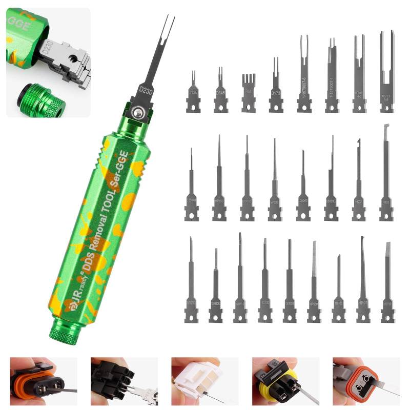 JRready ST5352-02 Entriegelungswerkzeug Upgraded Terminal Removal Tool Mit 1 Griffe Zur Lagerung & 26 Tipps Für Den Austausch Auspinwerkzeug Kfz Stecker Kit Für Deutsch AMP TE Molex JST JPT Harting von JRready