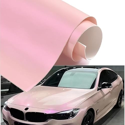 JSCARLIFE Autofolie Rosa, Auto Wrapping Folie Hellrosa, Wasserfest Selbstklebende Lackschutzfolie Auto Car Vinyl Film Wrap Light Pink, Auto Tuning Folierung Rosa Glitzer (30 * 152 cm) (Pink) von JSCARLIFE