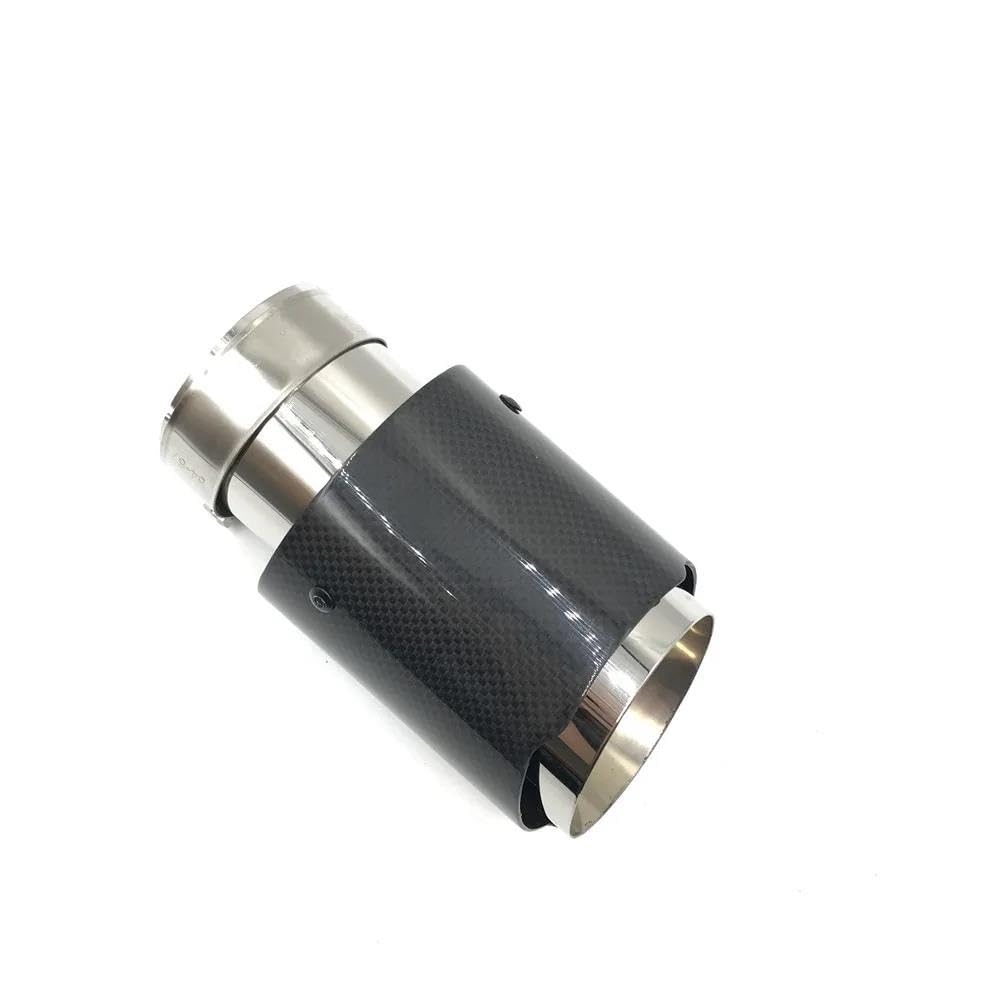 Auspuff Endrohr 1-teiliges Carbon Autoabgasanlage glänzend Universal Schalldämpfer Spitze Endrohre Gerade Silber Edelstahl Endrohr Schalldämpfer(IN 63MM-OUT 76MM) von JSFRBMA