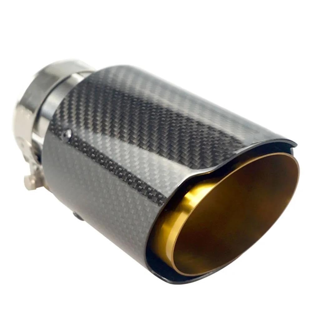 Auspuff Endrohr Carbon Fiber Gold Rohr Auspuff Schalldämpfer Spitze Auto Universal Gerade Kante Glänzend Auspuff Endrohr Endrohr Spitze Für Akrapovic Endrohr Schalldämpfer(54MM IN 114MM OUT) von JSFRBMA