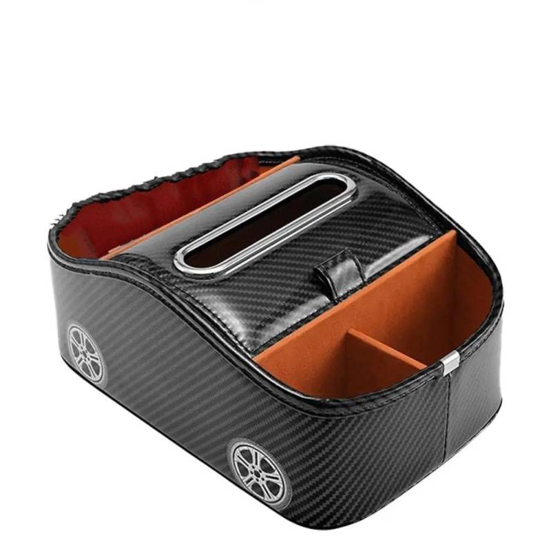 Auto-Mittelkonsolenarmlehne Auto Armlehne Storage Box Auto Armlehne Halter Rücksitz Organizer Fahrzeug Armlehne Kissen Organizer Auto Cup Holder Tissue Box Ablagefach Mittelkonsole(Carbon black) von JSFRBMA