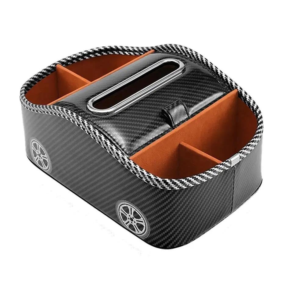 Auto-Mittelkonsolenarmlehne Auto Armlehne Storage Box Auto Armlehne Halter Rücksitz Organizer Fahrzeug Armlehne Kissen Organizer Auto Cup Holder Tissue Box Ablagefach Mittelkonsole(Carbon fiber silver von JSFRBMA