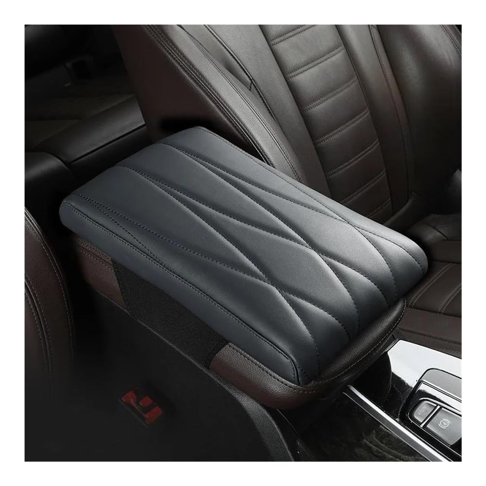 Auto-Mittelkonsolenarmlehne Leder Memory Foam Auto Armlehnenmatte Booster Konsole Universal Mittelkissen Streifen Raute Sticken Armlehne Sitzbox Ablagefach Mittelkonsole(B) von JSFRBMA