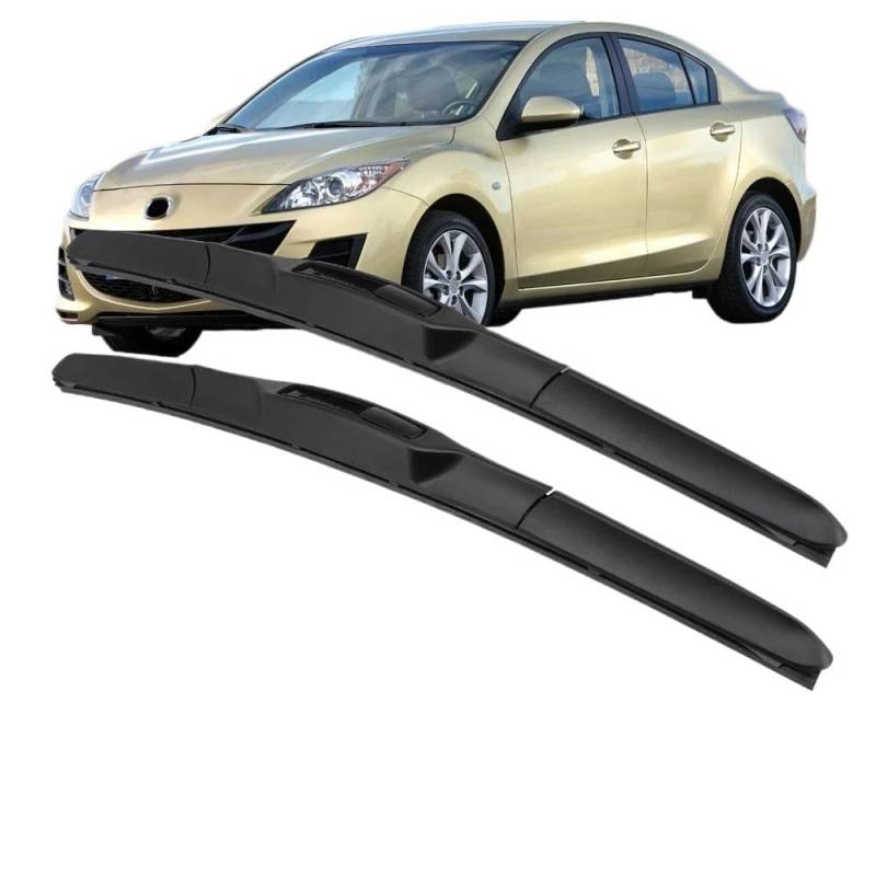 Auto Scheibenwischer Autowischer Frontwischerblätter Für Mazda 3 Europa Modell 2009-2013 24"+19" Windschutzscheibe Windschutzscheibe Fit U Hakenarm Frontscheibe Ersatzwischblätter(Left Steering) von JSFRBMA