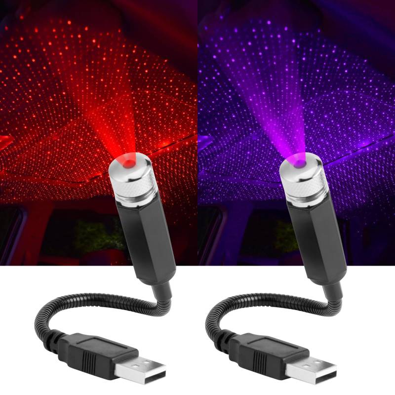 2 Stücke LED Auto Decke Starlight, USB Autodach Atmosphäre Sternenhimmel Lampe, Mini Auto Innen Lampe für Auto Decke, Schlafzimmer, Party Deko von JSMTKJ