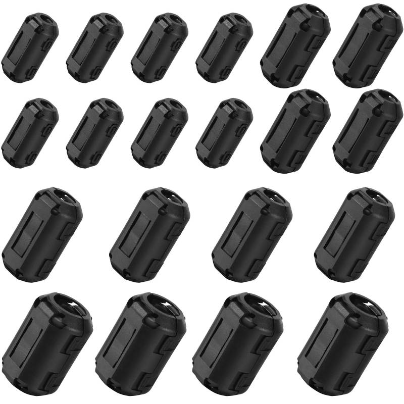 20 Stück Ferrite Ring Ferritfilter Clip Schwarz Entstörfilter Klappferrit Aufsteckbarer Ferritkerne RFI EMI Noise Suppressor Kabel Clip - 3mm 5mm 7mm 9mm 13mm Innendurchmesser von JSMTKJ