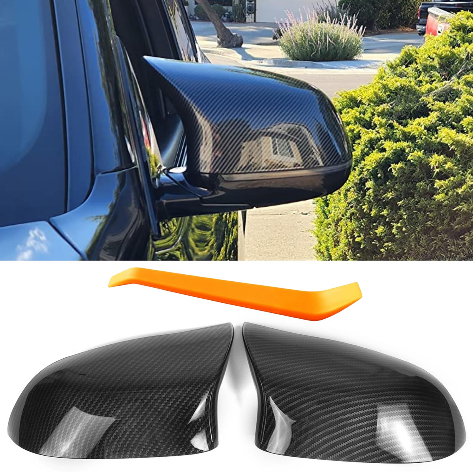 Sport Spiegelkappen Passt auf 2011-2019 BMW X5 F15 X3 F25(LCI) X6 F16 X4 F26 Tuning Auto Zubehör Aussen Accessoires - Optik Kohlefilm Schwarz, M Look von JSQAUTOR