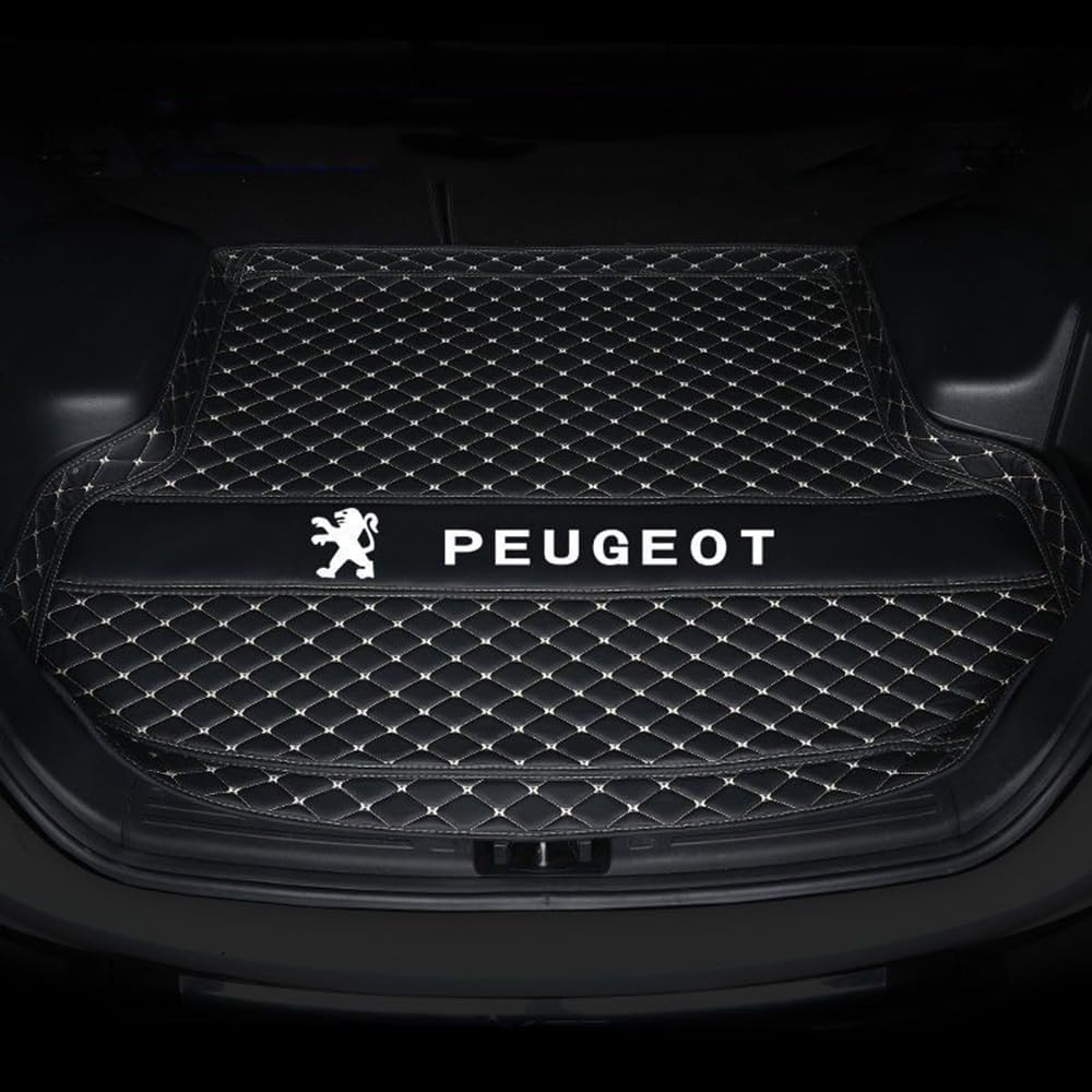 Kofferraum Schutzmatte Für Peugeot 3008 2011 2012 2013, Auto Abdeckung Pad Fracht Innen Zubehör Auto Kofferraummatte,BlackBeige von JSYJCF