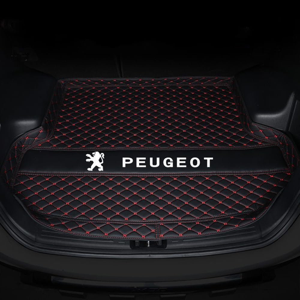 Kofferraum Schutzmatte Für Peugeot 308S 2015 2016 2017, Auto Abdeckung Pad Fracht Innen Zubehör Auto Kofferraummatte,BlackRed/ von JSYJCF