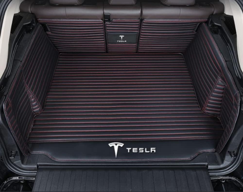 Kofferraum Schutzmatte Für Tesla Model Y 2021 2022 2023 2024, Auto Abdeckung Pad Fracht Innen Zubehör Auto Kofferraummatte,BlackRed/ von JSYJCF