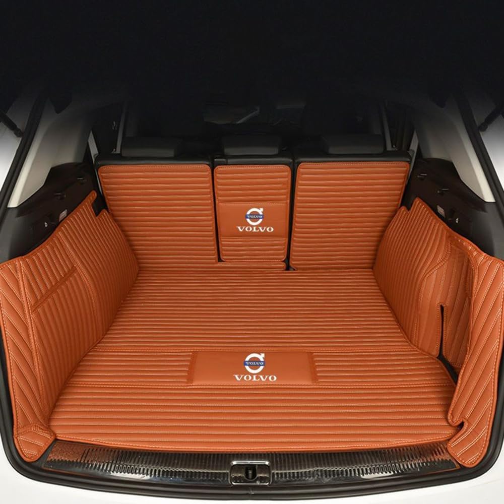 Kofferraum Schutzmatte Für Volvo XC90 5 Seats 2015-2020 2021 2022 2023 2024, Auto Abdeckung Pad Fracht Innen Zubehör Auto Kofferraummatte,E/Brownstyle von JSYJCF