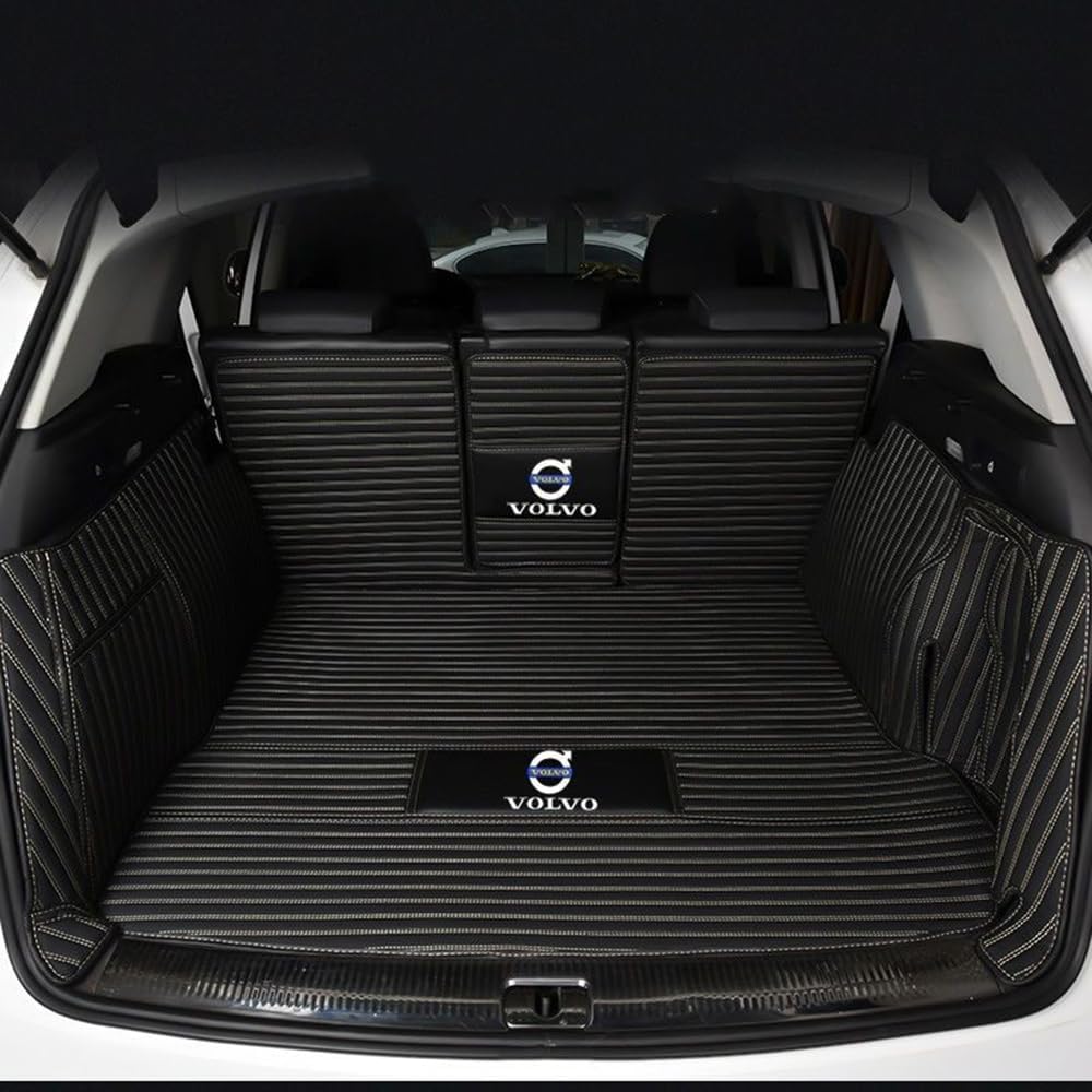 Kofferraum Schutzmatte Für Volvo XC90 7Seats (new energy) 2016+, Auto Abdeckung Pad Fracht Innen Zubehör Auto Kofferraummatte,C/BlackBeige von JSYJCF