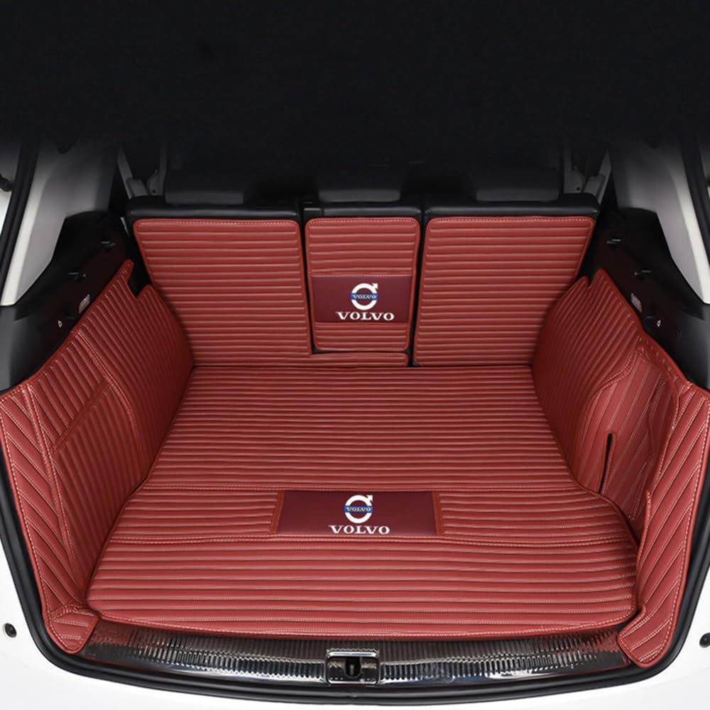 Kofferraum Schutzmatte Für Volvo XC90 7Seats (new energy) 2016+, Auto Abdeckung Pad Fracht Innen Zubehör Auto Kofferraummatte,F/WineRed von JSYJCF