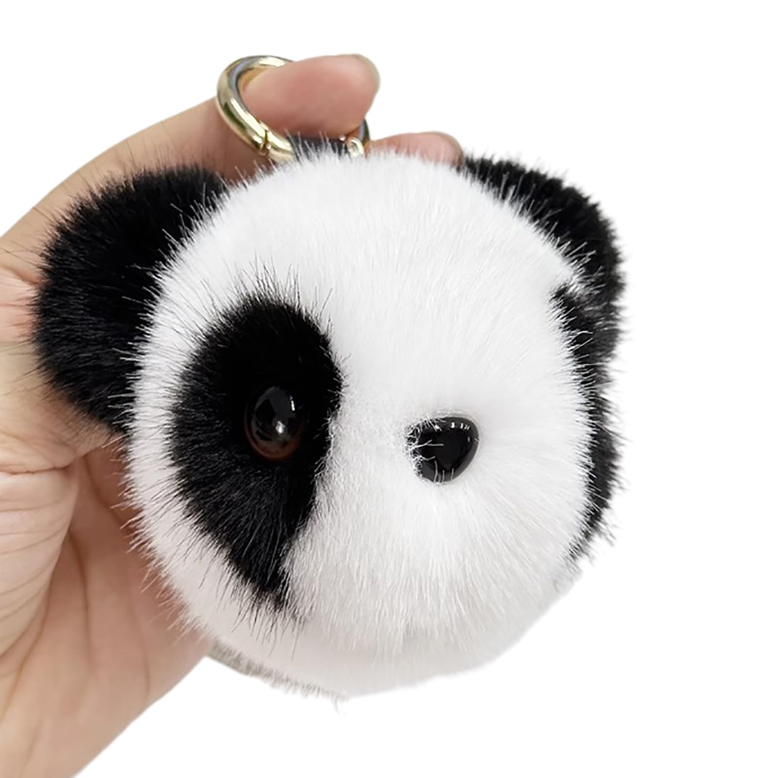 Panda-Plüsch-Schlüsselanhänger, weich, pelzig, Cartoon-Metall-Schlüsselanhänger für Damen und Herren, Rucksack-Anhänger, Zubehör, Schmuck, Geschenke, Miniaturen, Panda-Kopf, Auto-Schlüsselanhänger, von JSZDFSV