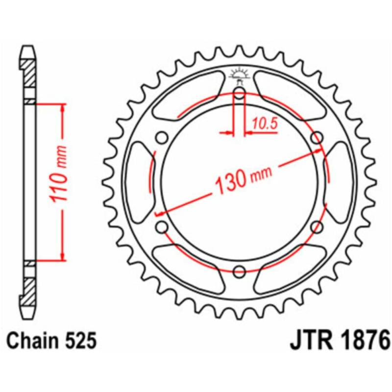 Jt sprockets standard stahlritzel hinten 1876 - 525 für yamaha mt-07, mt-09, mt-10 suzuki gsx-r1000, gsx-r600, gsx-r750 jtr1876.45 von JT SPROCKETS