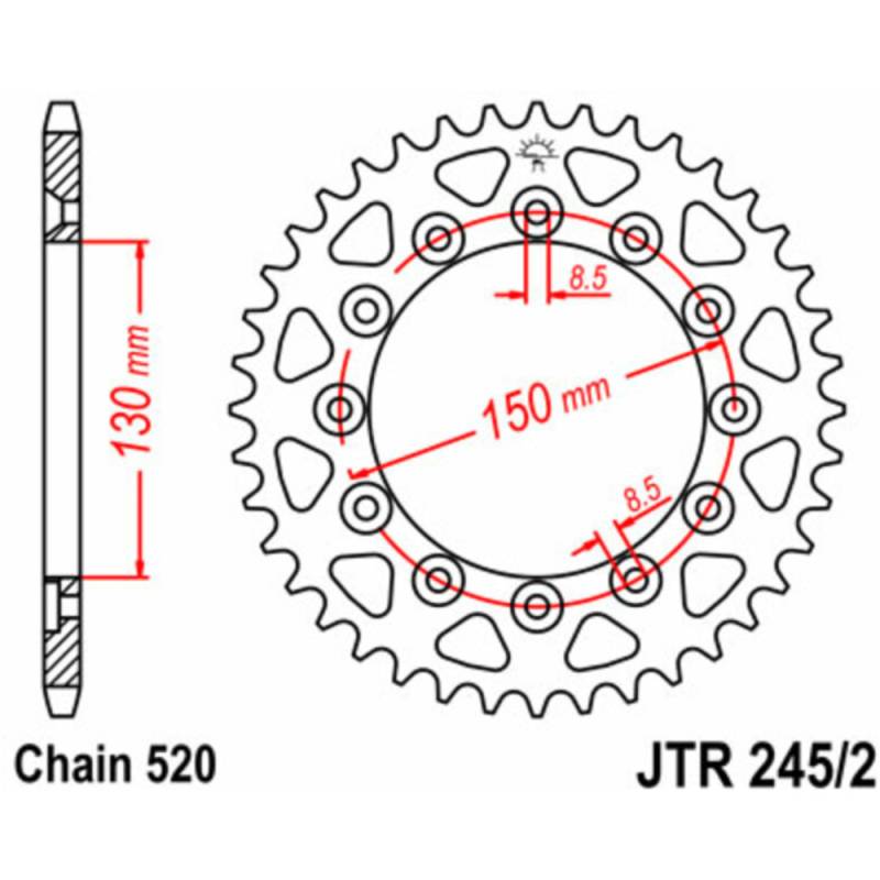 Jt sprockets standard stahlritzel hinten 245/2 - 520 für honda nsr250r, nx250, vtr250 yamaha wr250, wr450f jtr245/2.43 von JT SPROCKETS