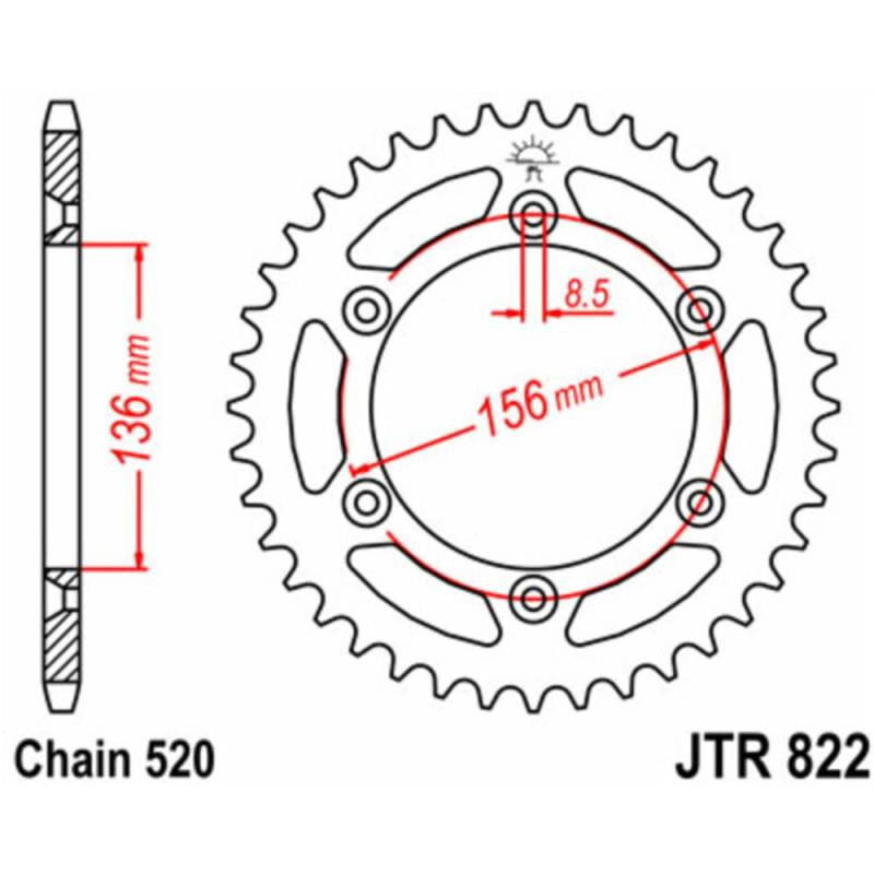 Jt sprockets standard stahlritzel hinten 822 - 520 für husqvarna, sherco, beta jtr822.43 von JT SPROCKETS