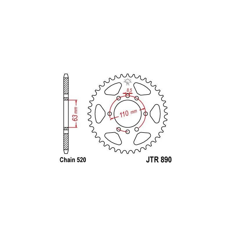 JT Kettenrad 42T 520 BLK JTR890.42ZBK von JT Sprockets