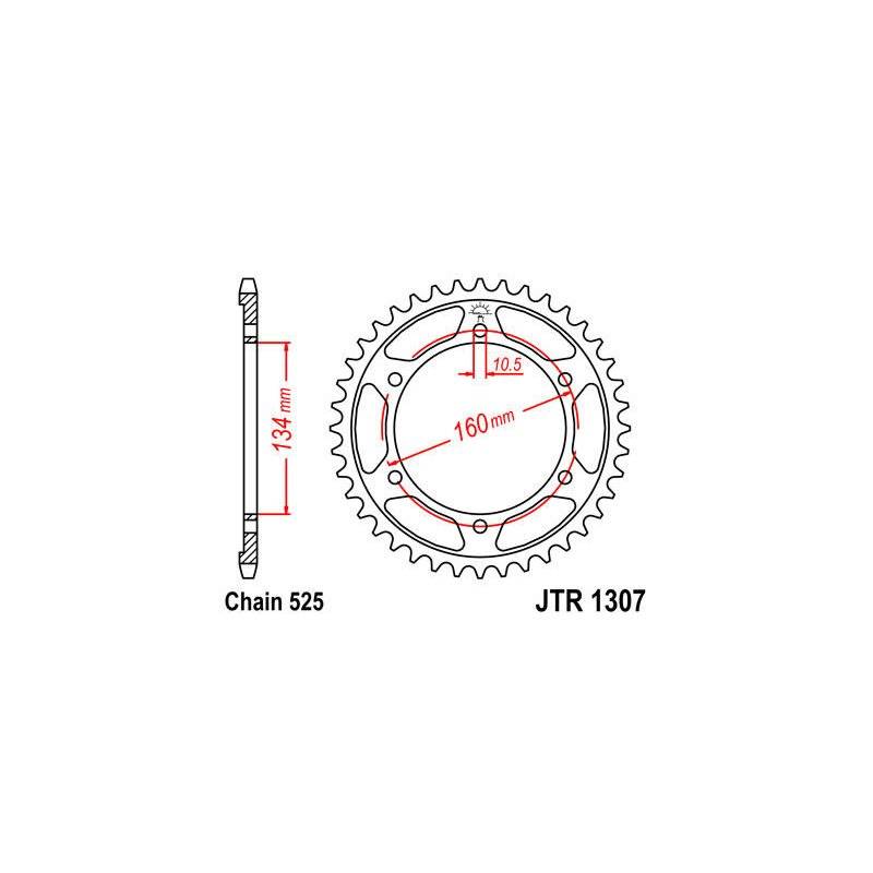 JT Kettenrad 42T 525 BLK JTR1307.42ZBK von JT Sprockets