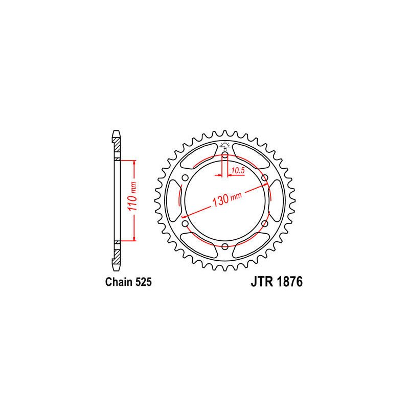 JT Kettenrad 43T 525 BLK JTR1876.43ZBK von JT Sprockets