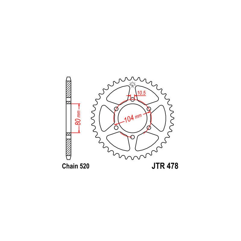 JT Kettenrad 45T 520 BLK JTR478.45ZBK von JT Sprockets