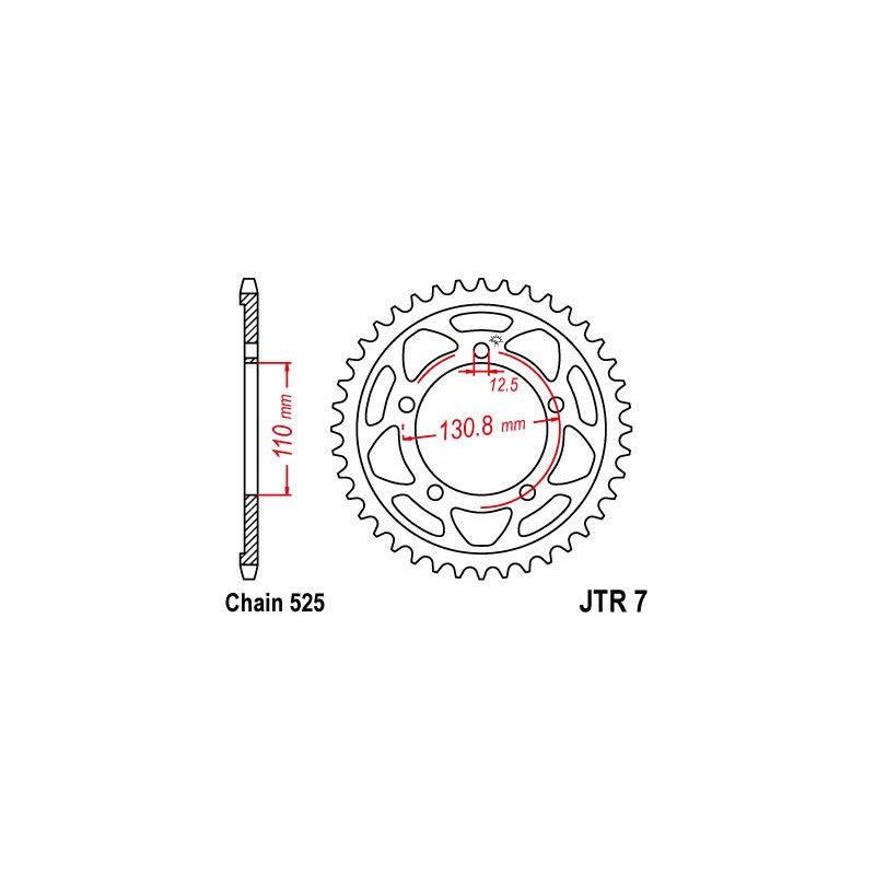 JT Kettenrad 45T 525 BLK JTR7.45ZBK von JT Sprockets