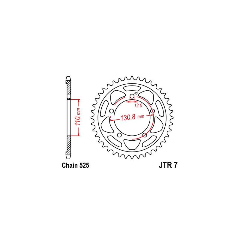 JT Kettenrad 46T 525 BLK JTR7.46ZBK von JT Sprockets