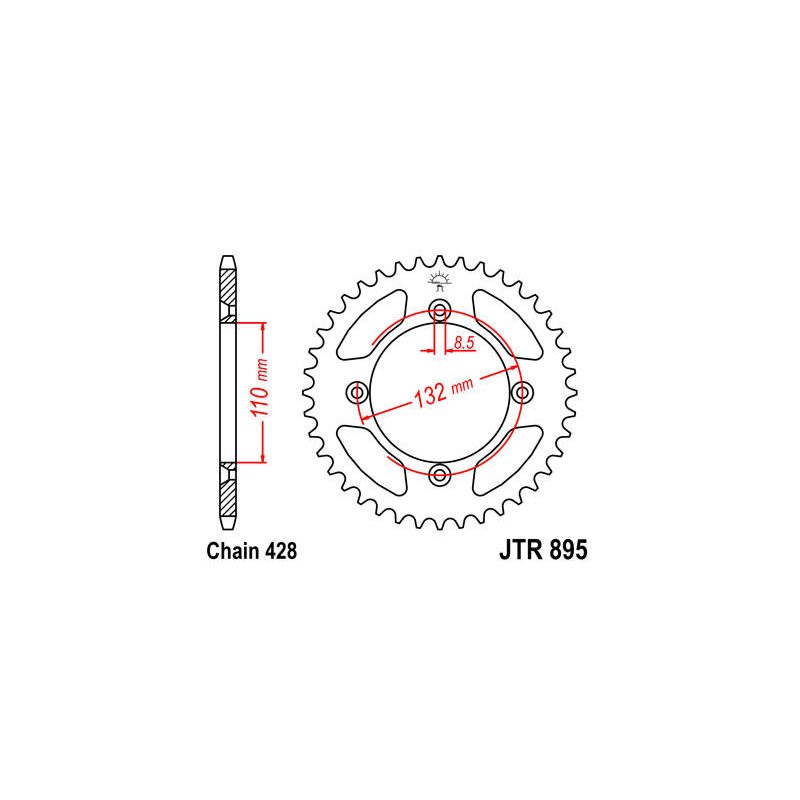 JT Kettenrad 49T 428 BLK JTR895.49ZBK von JT Sprockets