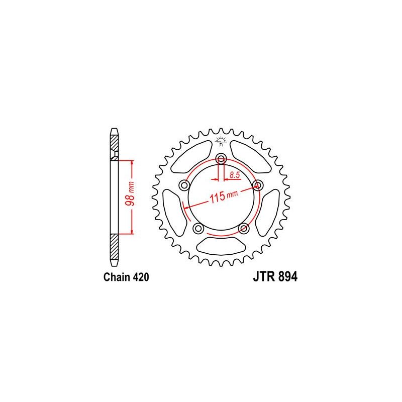 JT Kettenrad 50T 420 BLK JTR894.50ZBK von JT Sprockets