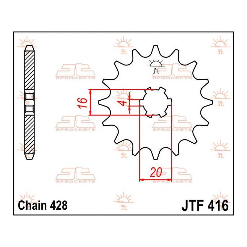 JT Ritzel 14T 428 JTF416.14 von JT Sprockets