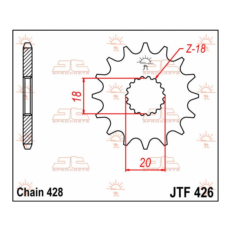 JT Ritzel 14T 428 JTF426.14 von JT Sprockets