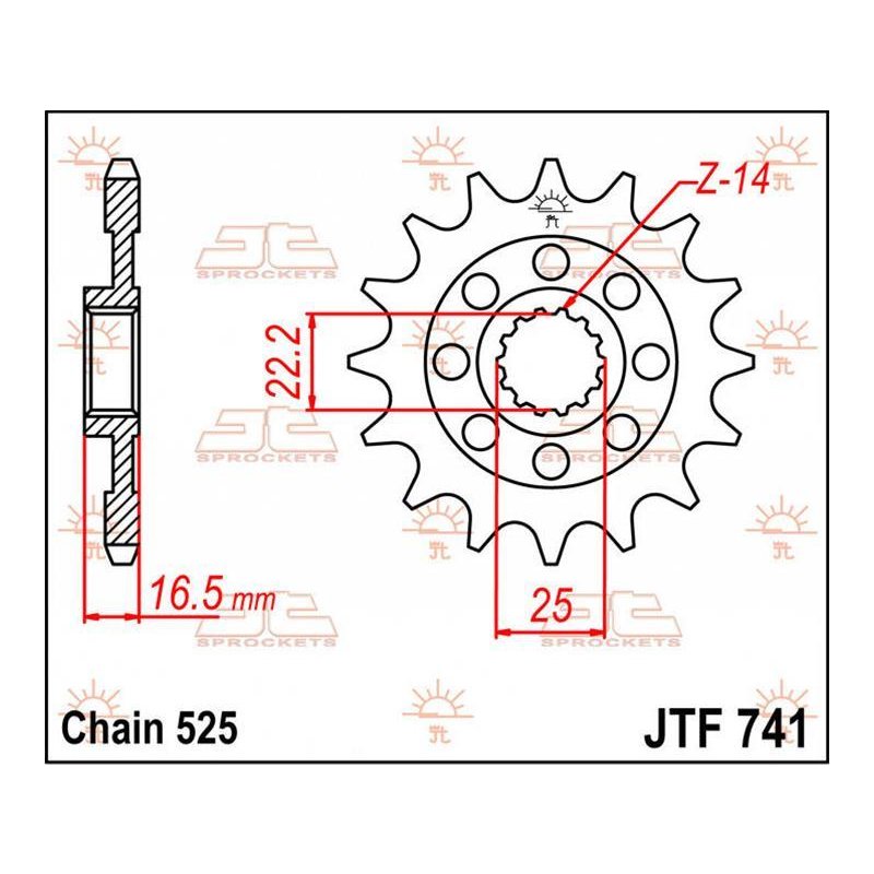 JT Ritzel 14T 525 JTF741.14 von JT Sprockets