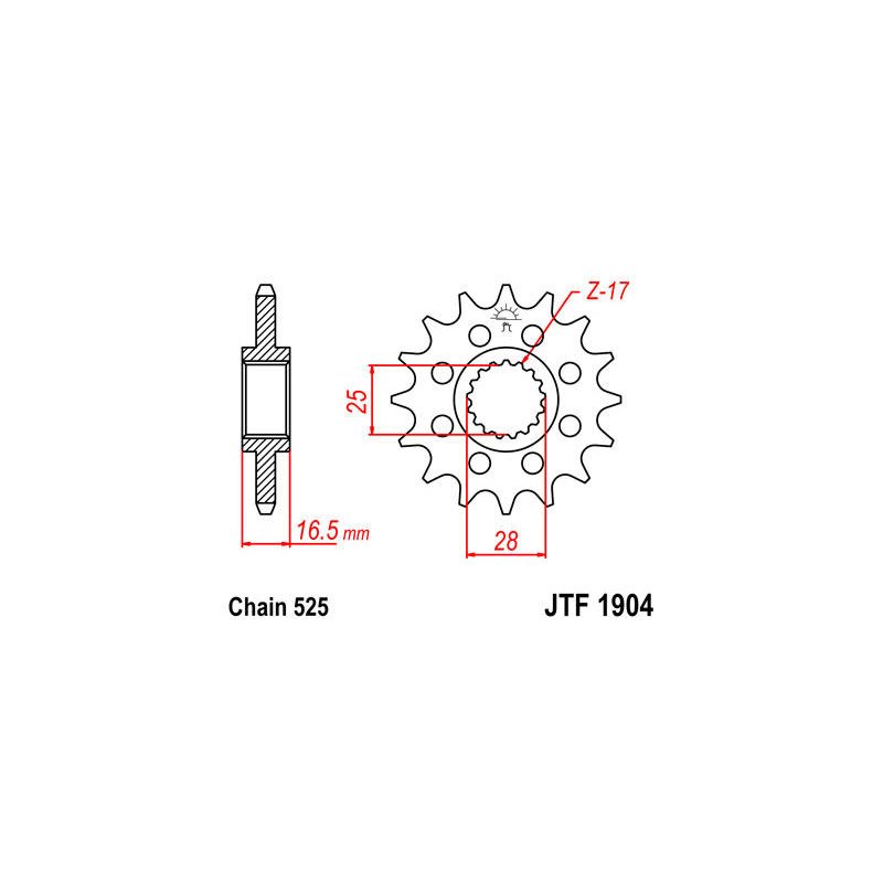 JT Ritzel 16T 525 RU JTF1904.16RB von JT Sprockets