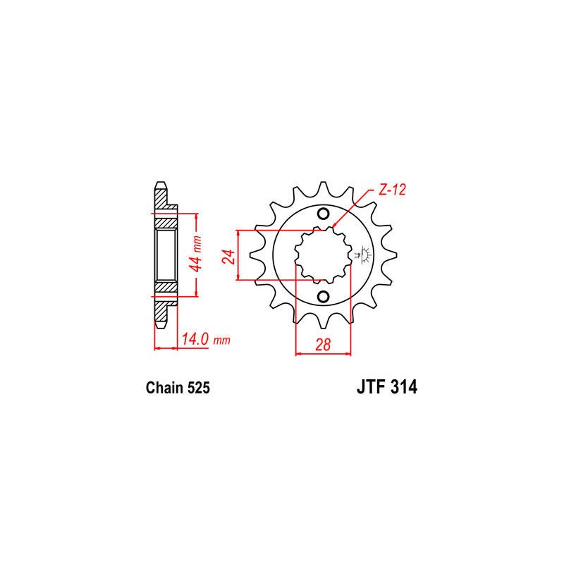 JT Ritzel 16T 525 RU JTF314.16RB von JT Sprockets