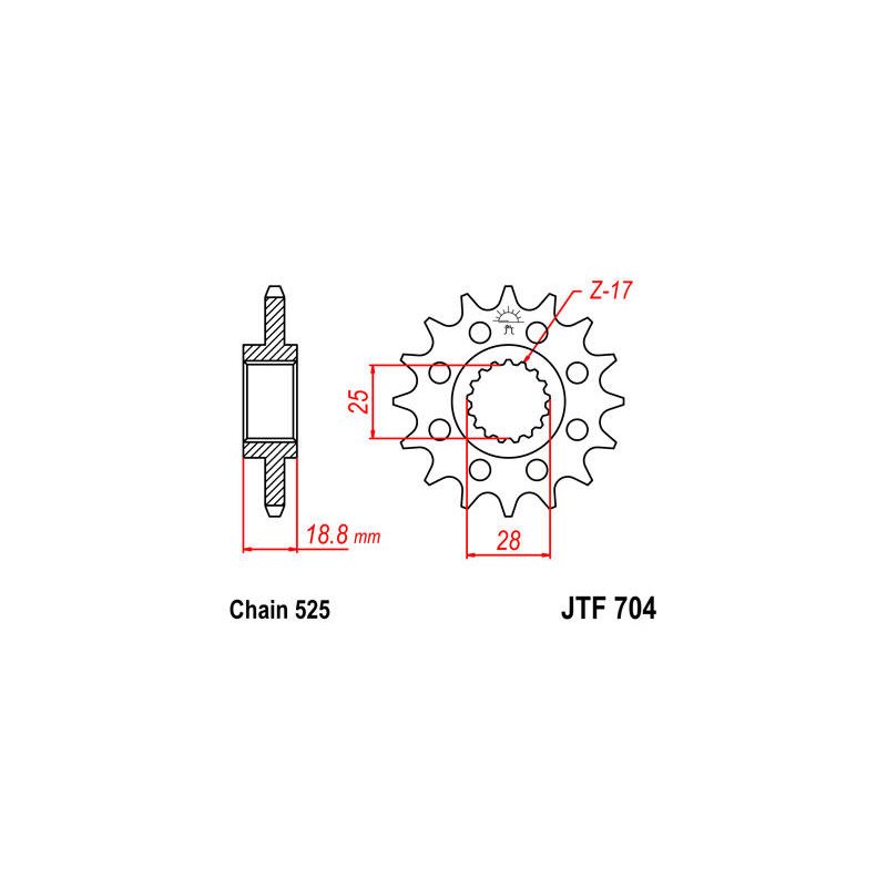 JT Ritzel 17T 525 RU JTF704.17RB von JT Sprockets