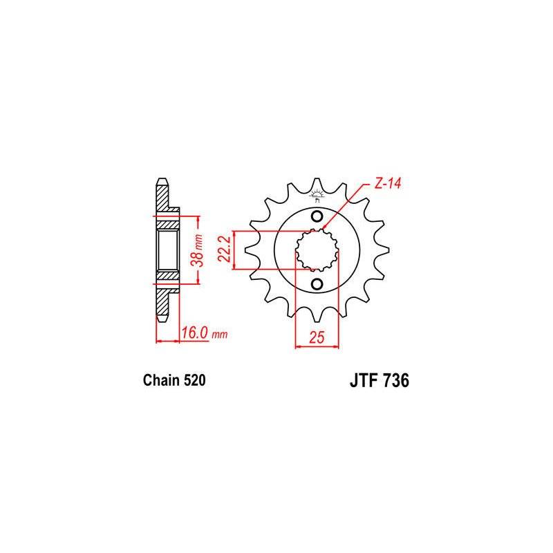 JT Ritzel 520 16t JTF736.16 von JT Sprockets