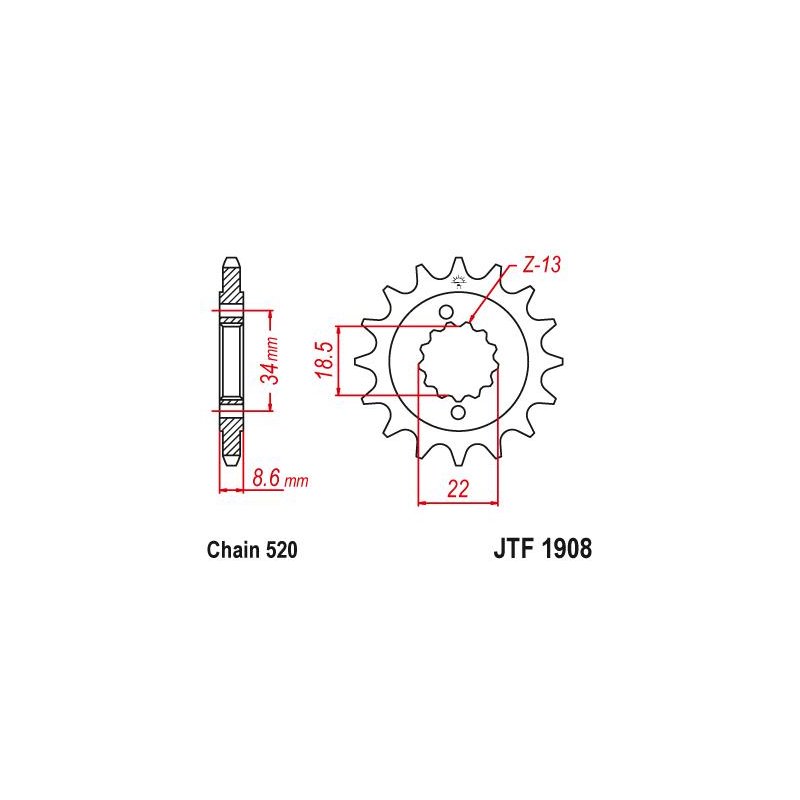 JT Ritzel 525 16T JTF1908.15 von JT Sprockets