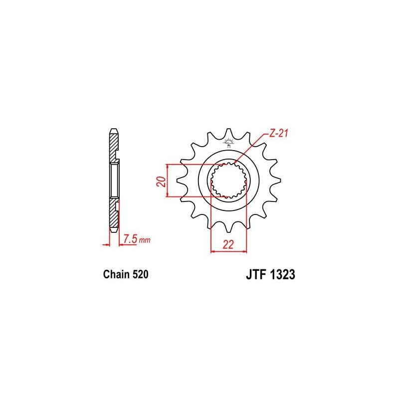 JT Ritzel CR 125 04-07 / 04- 14 Zähne JTF1323.14SC von JT Sprockets