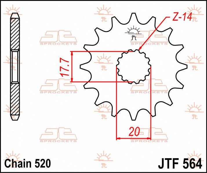 JT SPROCKETS Sprocket Front 12T 520 von JT Sprockets