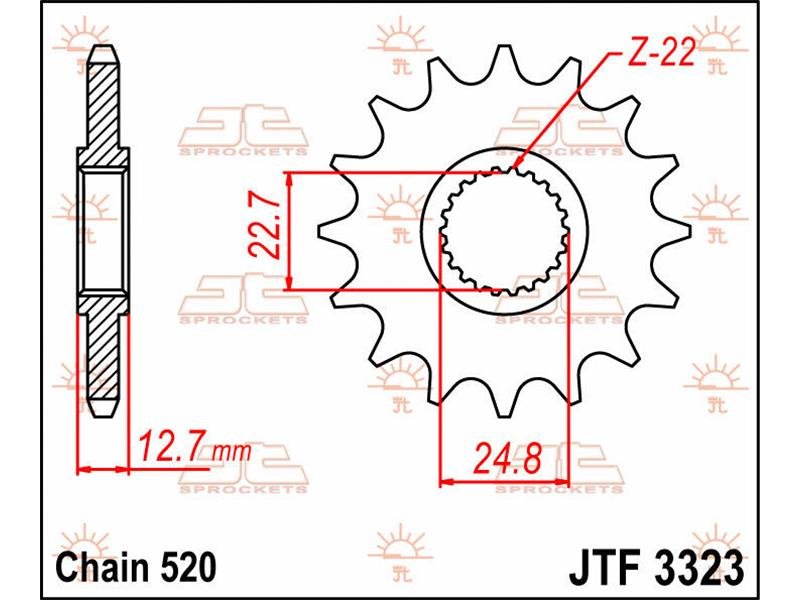 JT SPROCKETS Sprocket Front 22T 520 von JT Sprockets