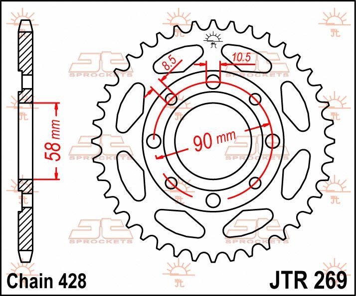 JT SPROCKETS Sprocket Rear 39T 428 von JT Sprockets