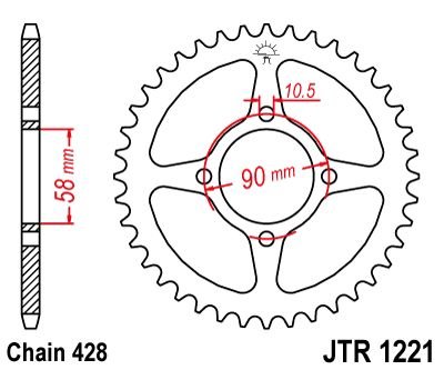 JT SPROCKETS Sprocket Rear 45T 428 von JT Sprockets