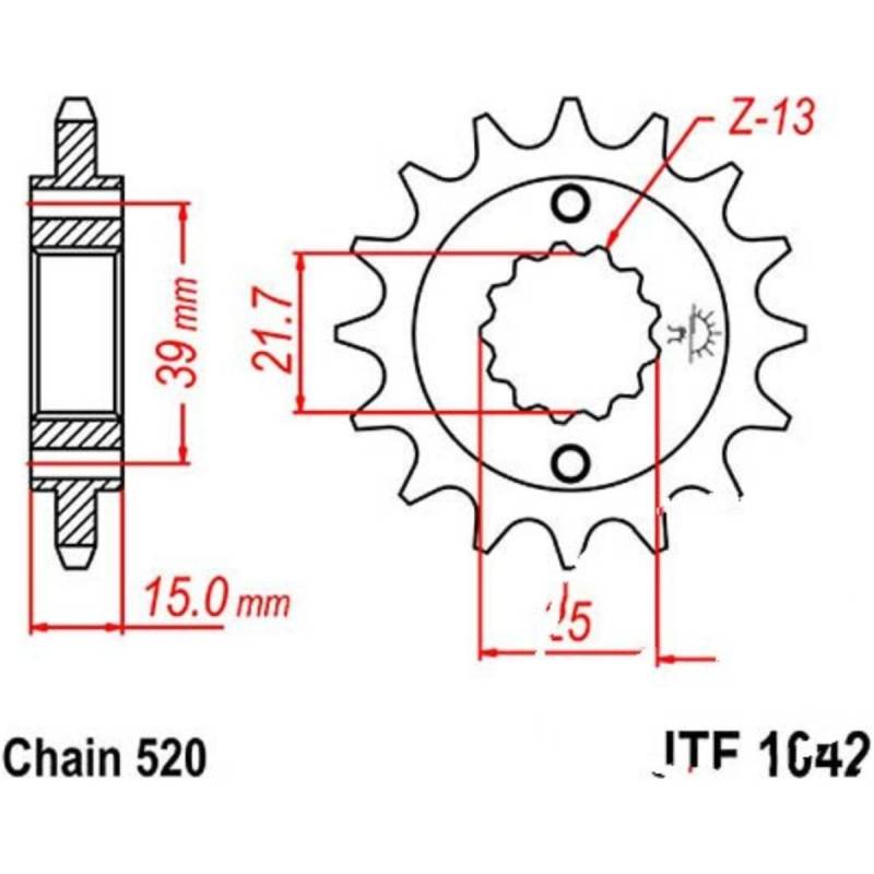 Jt jtf1042.15 zahnrad ritzel 15z teilung 520 f104215 von JT