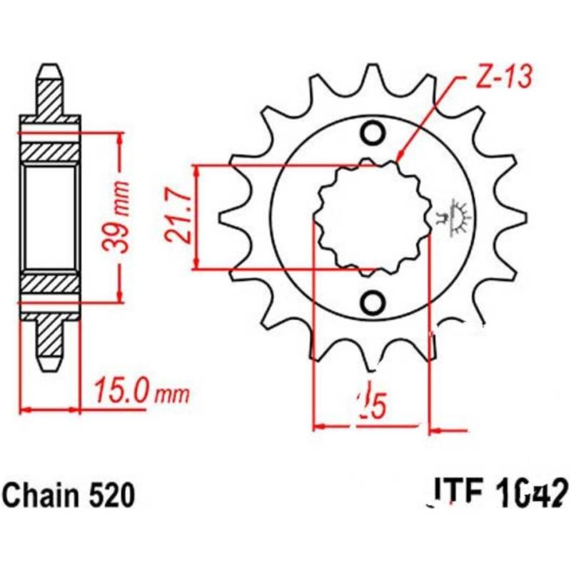 Jt jtf1042.16 zahnrad ritzel 16z teilung 520 f104216 von JT