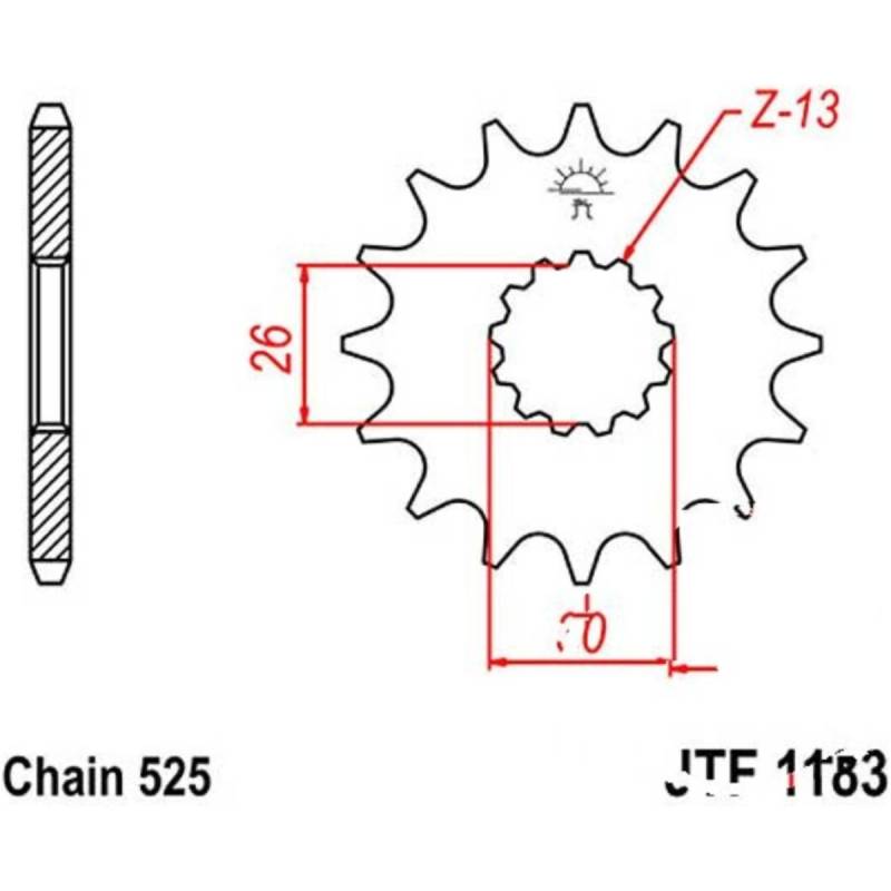 Jt jtf1183.17 zahnrad ritzel 17z teilung 525 f118317 von JT